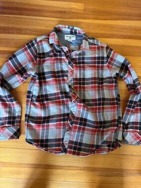 Billabong Red, Black & Gray Plaid Button-Up Shirt